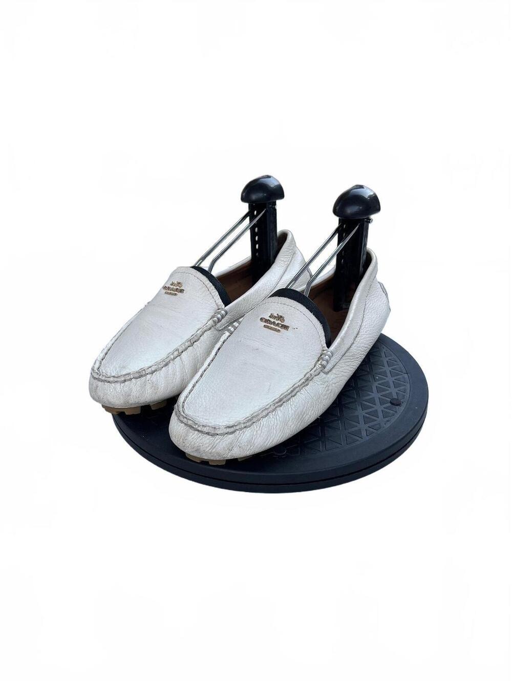 Coach Amber White Leather Slip-On Driving Loafers Womens Size 8B